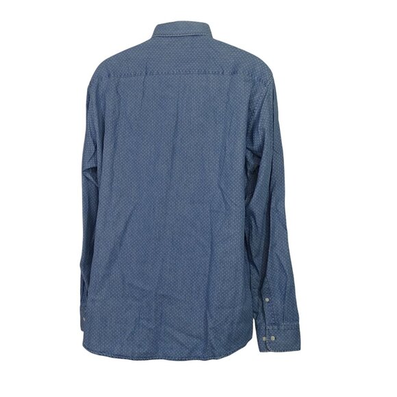 Uniqlo Blue Polka Dot Long Sleeve Button Down Collared Shirt Men Size L Chambray - Picture 5 of 12